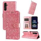For Samsung Galaxy F16 5G / M16 5G Embossed Sunflower Leather Phone Case(Rose Gold) - 1