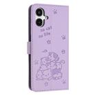 For Samsung Galaxy A25 5G Japan Embossed Kitten Phone Leather Case with Lanyard(Purple) - 3