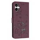 For Samsung Galaxy A25 5G Japan Embossed Kitten Phone Leather Case with Lanyard(Wine Red) - 3