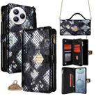 For Xiaomi Civi 5 Pro 5G Crossbody Handle Snake Texture Leather Phone Case(Black) - 1