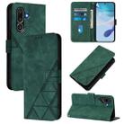 For Samsung Galaxy M56 5G Crossbody 3D Embossed Flip Leather Phone Case(Dark Green) - 1