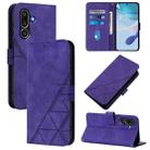 For Samsung Galaxy M56 5G Crossbody 3D Embossed Flip Leather Phone Case(Purple) - 1