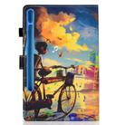 For Samsung Galaxy Tab S7 T870 Colored Drawing Horizontal Flip Leather Case with Holder & Card Slots & Pen Slot & Sleep / Wake-up Function(Cycling Boy) - 3