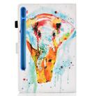 For Samsung Galaxy Tab S7 T870 Colored Drawing Horizontal Flip Leather Case with Holder & Card Slots & Pen Slot & Sleep / Wake-up Function(Watercolor Elephant) - 3