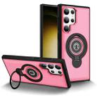 For Samsung Galaxy S23 Ultra 5G Ring Holder Magnetic Phone Case(Bright Pink) - 1