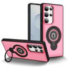 For Samsung Galaxy S25 Ultra 5G Ring Holder Magnetic Phone Case(Bright Pink) - 1