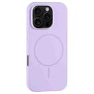 For iPhone 16 Pro Large Hole Camera MagSafe Liquid Silicone Full Coverage Phone Case(Purple) - 1