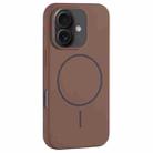 For iPhone 16 Large Hole Camera MagSafe Liquid Silicone Full Coverage Phone Case(Brown) - 1
