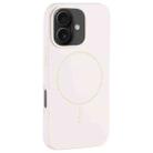 For iPhone 16 Large Hole Camera MagSafe Liquid Silicone Full Coverage Phone Case(Antique White) - 1