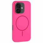For iPhone 16 Large Hole Camera MagSafe Liquid Silicone Full Coverage Phone Case(Rose Red) - 1