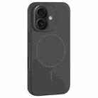 For iPhone 16 Large Hole Camera MagSafe Liquid Silicone Full Coverage Phone Case(Carbon Gray Black) - 1