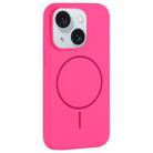For iPhone 15 Plus Large Hole Camera MagSafe Liquid Silicone Full Coverage Phone Case(Rose Red) - 1
