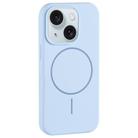 For iPhone 15 Large Hole Camera MagSafe Liquid Silicone Full Coverage Phone Case(Blue) - 1