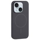 For iPhone 15 Large Hole Camera MagSafe Liquid Silicone Full Coverage Phone Case(Carbon Gray Black) - 1