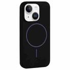 For iPhone 14 Plus Large Hole Camera MagSafe Liquid Silicone Full Coverage Phone Case(Black) - 1