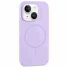 For iPhone 14 Plus Large Hole Camera MagSafe Liquid Silicone Full Coverage Phone Case(Purple) - 1