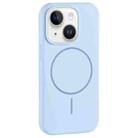 For iPhone 14 Plus Large Hole Camera MagSafe Liquid Silicone Full Coverage Phone Case(Blue) - 1