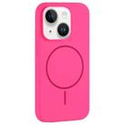 For iPhone 14 Plus Large Hole Camera MagSafe Liquid Silicone Full Coverage Phone Case(Rose Red) - 1