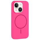 For iPhone 14 Large Hole Camera MagSafe Liquid Silicone Full Coverage Phone Case(Rose Red) - 1