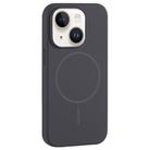For iPhone 14 Large Hole Camera MagSafe Liquid Silicone Full Coverage Phone Case(Carbon Gray Black) - 1