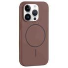 For iPhone 14 Pro Large Hole Camera MagSafe Liquid Silicone Full Coverage Phone Case(Brown) - 1