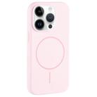For iPhone 13 Pro Max Large Hole Camera MagSafe Liquid Silicone Full Coverage Phone Case(Pink White) - 1