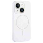 For iPhone 13 Large Hole Camera MagSafe Liquid Silicone Full Coverage Phone Case(White) - 1