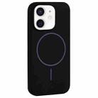 For iPhone 12 Large Hole Camera MagSafe Liquid Silicone Full Coverage Phone Case(Black) - 1