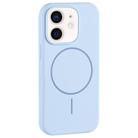 For iPhone 12 Large Hole Camera MagSafe Liquid Silicone Full Coverage Phone Case(Blue) - 1