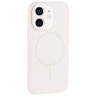For iPhone 12 Large Hole Camera MagSafe Liquid Silicone Full Coverage Phone Case(Antique White) - 1