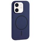 For iPhone 12 Large Hole Camera MagSafe Liquid Silicone Full Coverage Phone Case(Royal Blue) - 1