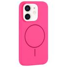 For iPhone 12 Large Hole Camera MagSafe Liquid Silicone Full Coverage Phone Case(Rose Red) - 1
