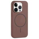 For iPhone 12 Pro Max Large Hole Camera MagSafe Liquid Silicone Full Coverage Phone Case(Brown) - 1