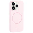For iPhone 11 Pro Max Large Hole Camera MagSafe Liquid Silicone Full Coverage Phone Case(Pink White) - 1