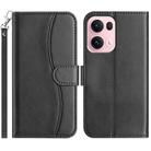 For OPPO Reno13 Pro Dual-Folded S-shape Leather Phone Case(Black) - 1