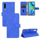 For Huawei P30 Solid Color Skin Feel Magnetic Buckle Horizontal Flip Calf Texture PU Leather Case with Holder & Card Slots & Wallet(Blue) - 1