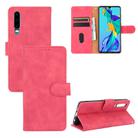 For Huawei P30 Solid Color Skin Feel Magnetic Buckle Horizontal Flip Calf Texture PU Leather Case with Holder & Card Slots & Wallet(Rose Red) - 1