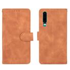 For Huawei P30 Solid Color Skin Feel Magnetic Buckle Horizontal Flip Calf Texture PU Leather Case with Holder & Card Slots & Wallet(Brown) - 2