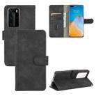 For Huawei P40 Pro Solid Color Skin Feel Magnetic Buckle Horizontal Flip Calf Texture PU Leather Case with Holder & Card Slots & Wallet(Black) - 1