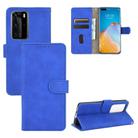 For Huawei P40 Pro Solid Color Skin Feel Magnetic Buckle Horizontal Flip Calf Texture PU Leather Case with Holder & Card Slots & Wallet(Blue) - 1