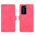 For Huawei P40 Pro Solid Color Skin Feel Magnetic Buckle Horizontal Flip Calf Texture PU Leather Case with Holder & Card Slots & Wallet(Rose Red) - 2