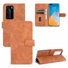 For Huawei P40 Pro Solid Color Skin Feel Magnetic Buckle Horizontal Flip Calf Texture PU Leather Case with Holder & Card Slots & Wallet(Brown) - 1