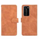 For Huawei P40 Pro Solid Color Skin Feel Magnetic Buckle Horizontal Flip Calf Texture PU Leather Case with Holder & Card Slots & Wallet(Brown) - 2