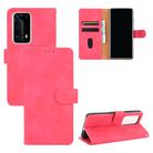 For Huawei P40 Pro+ Solid Color Skin Feel Magnetic Buckle Horizontal Flip Calf Texture PU Leather Case with Holder & Card Slots & Wallet(Rose Red) - 1