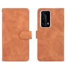 For Huawei P40 Pro+ Solid Color Skin Feel Magnetic Buckle Horizontal Flip Calf Texture PU Leather Case with Holder & Card Slots & Wallet(Brown) - 1