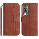 For Honor 90 Pro Dual-Folded S-shape Leather Phone Case(Coffee) - 1