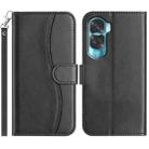 For Honor 90 Lite Dual-Folded S-shape Leather Phone Case(Black) - 1
