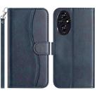 For Honor 200 5G Dual-Folded S-shape Leather Phone Case(Navy Blue) - 1