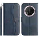 For Honor X9c Dual-Folded S-shape Leather Phone Case(Navy Blue) - 1