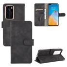 For Huawei P40 Solid Color Skin Feel Magnetic Buckle Horizontal Flip Calf Texture PU Leather Case with Holder & Card Slots & Wallet(Black) - 1